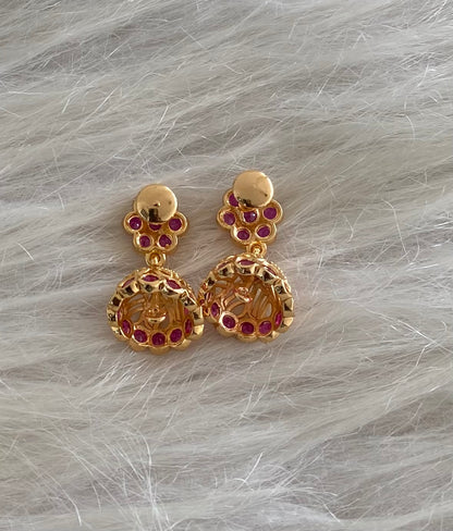Gold tone ad rani pink stone jhumkka dj-54897