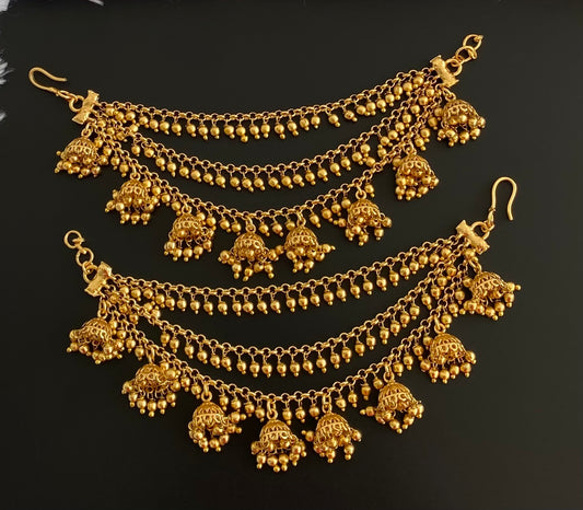Matte finish jhumkka layer ear side chain dj-54054