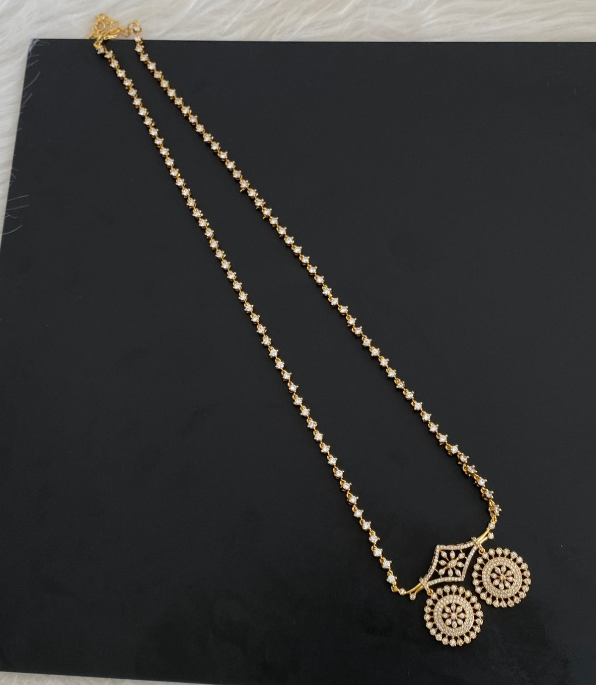 Antique gold tone white stone mangalyam/haar dj-54822