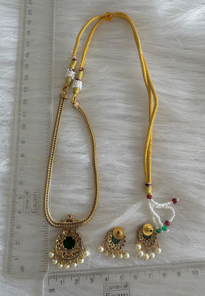 Antique gold tone kemp green stone necklace set dj-51212