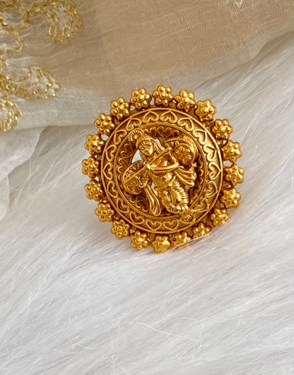 Matte finish flower krishna finger ring dj-54325