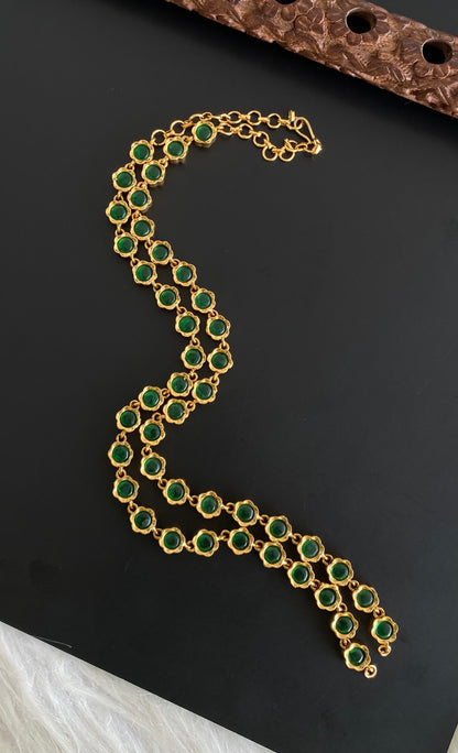 Antique gold tone kemp-green reversible chain for pendant dj-54239