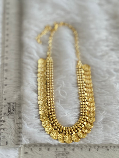 Matte gold tone kerala style lakshmi coin necklace dj-51651