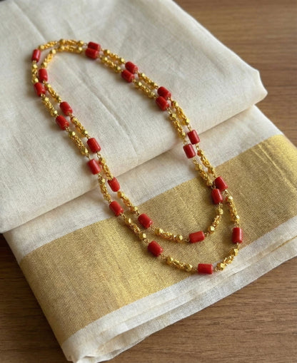 Gold tone Coral Beaded Chain DJ21267