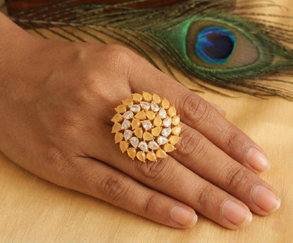 Gold tone Cz-yellow Finger Ring-dj17064