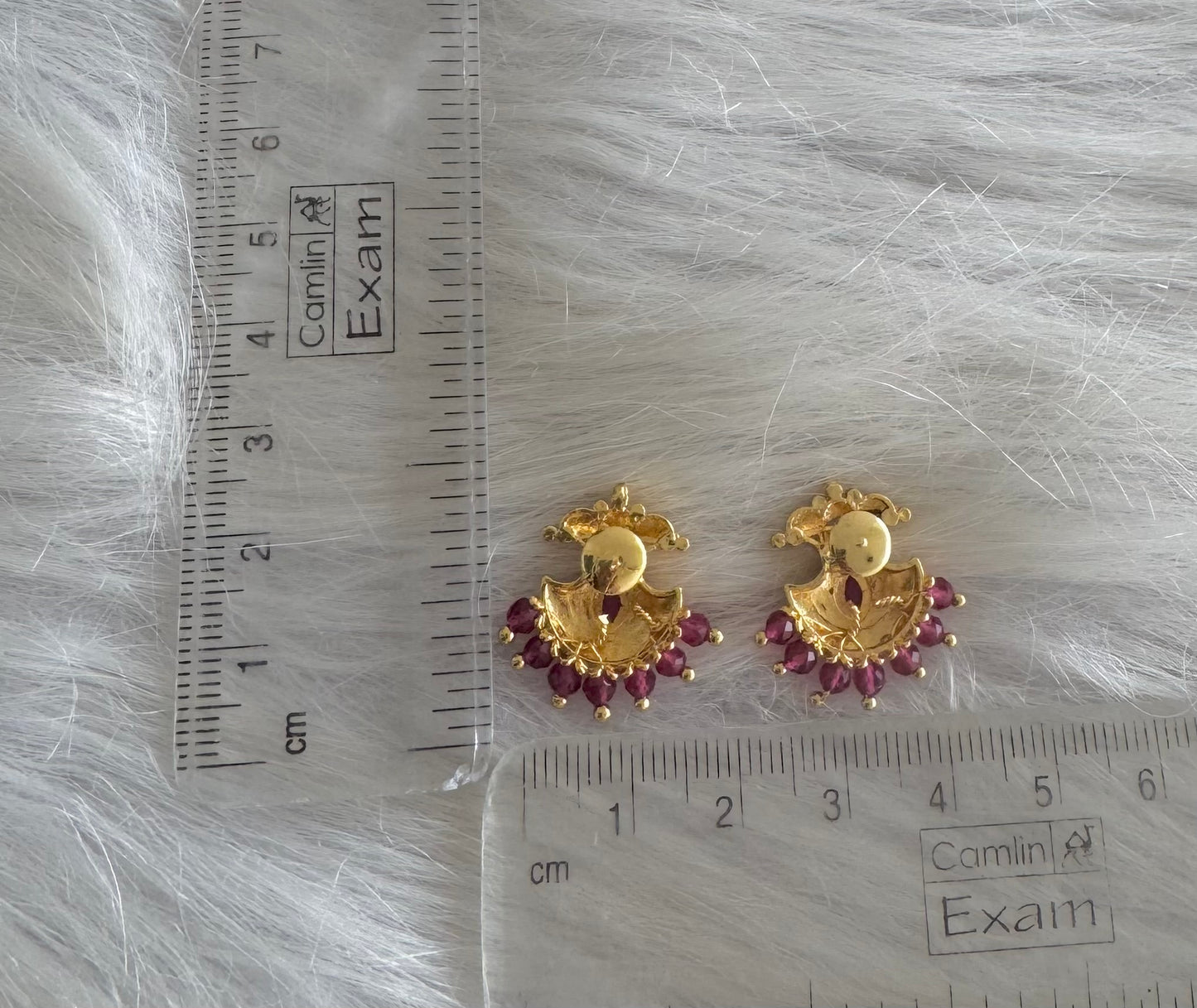 Gold tone pink beaded stud/earrings dj-51263