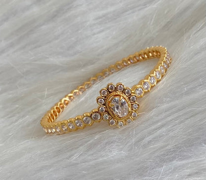 Gold tone AD white stone diamond look alike bangle/kada(2.10) Dj-54877