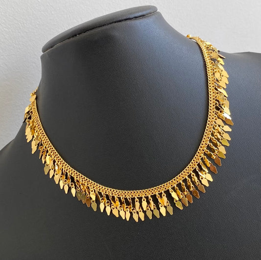 Gold tone kerala style elakka choker necklace dj-54107