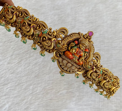 Matte finish meenakari lakshmi peacock waist belt dj-53519