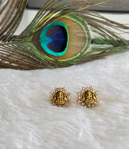 Matte finish white lakshmi stud/earrings dj-51577