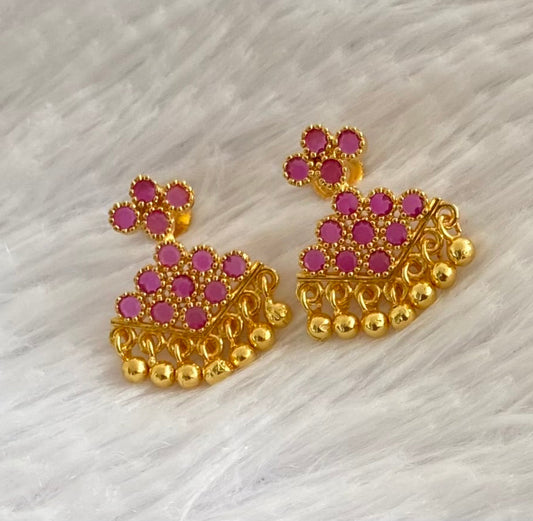 Gold tone ruby stone pathakkam earrings dj-44895