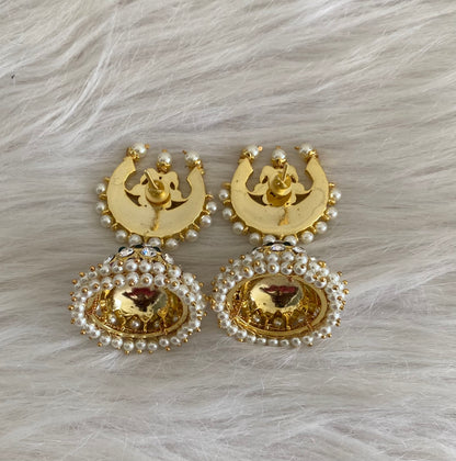 Gold tone precious kemp-green moon big jhumkka DJ31472