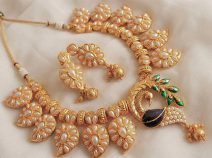 Matte Finish Pearl Meenakari Peacock Set DJ10712