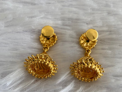 Gold tone green stone flower screw back  jhumkka-dj52893