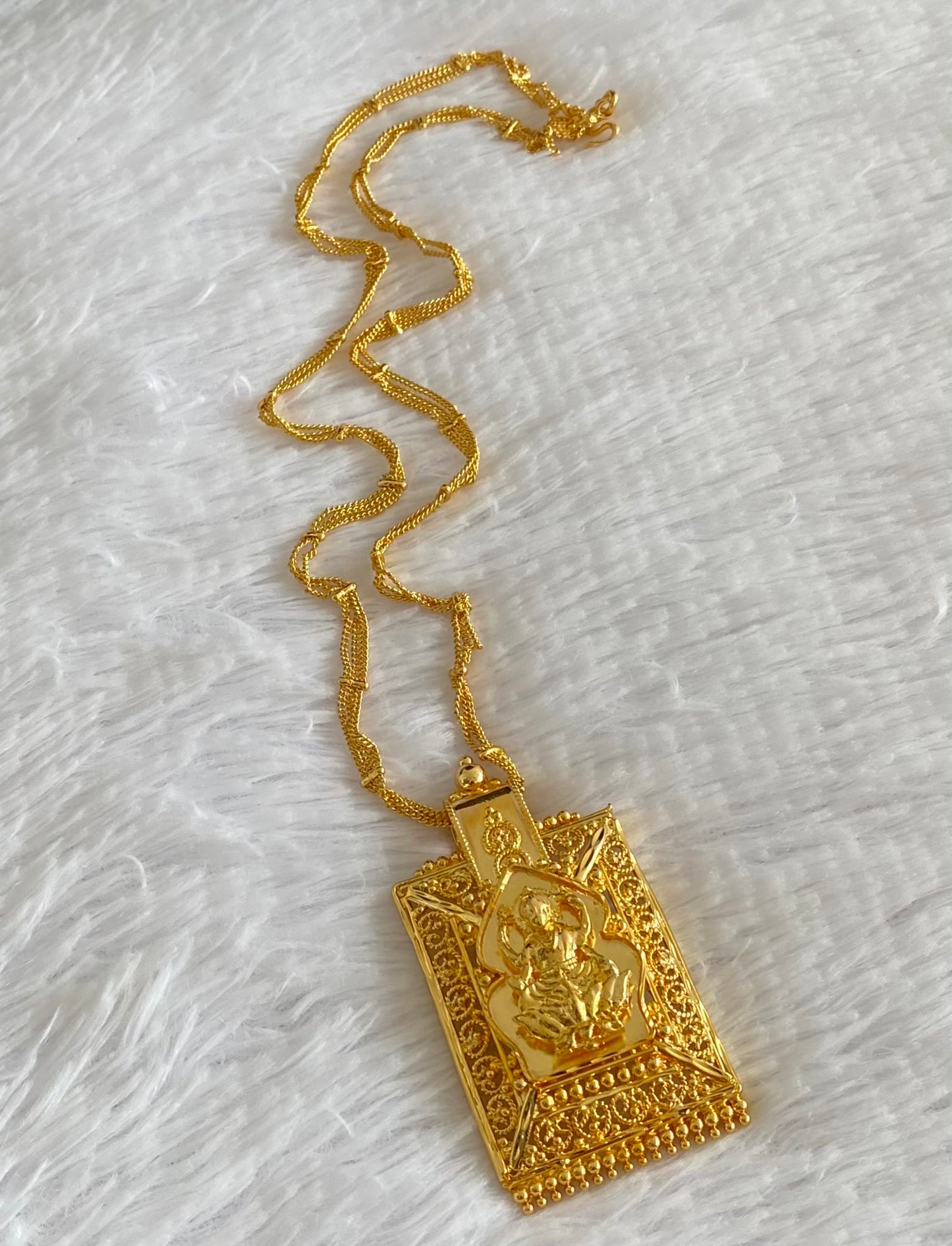 Gold tone 24 inches chain with lakshmi pendant dj-54362