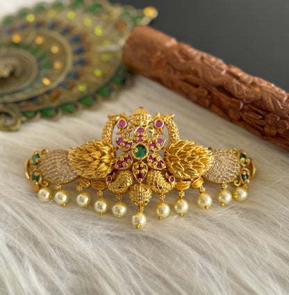 Matte finish cz kemp-green flower peacock hair clip dj-51348