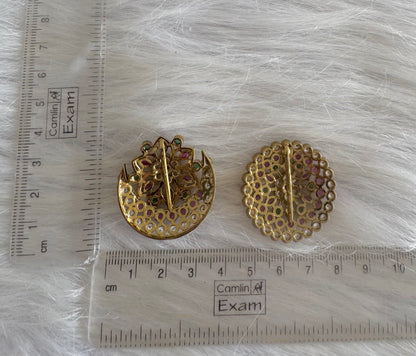 Antique gold tone cz kemp-green flower sun moon hair jewel- Dj-51350