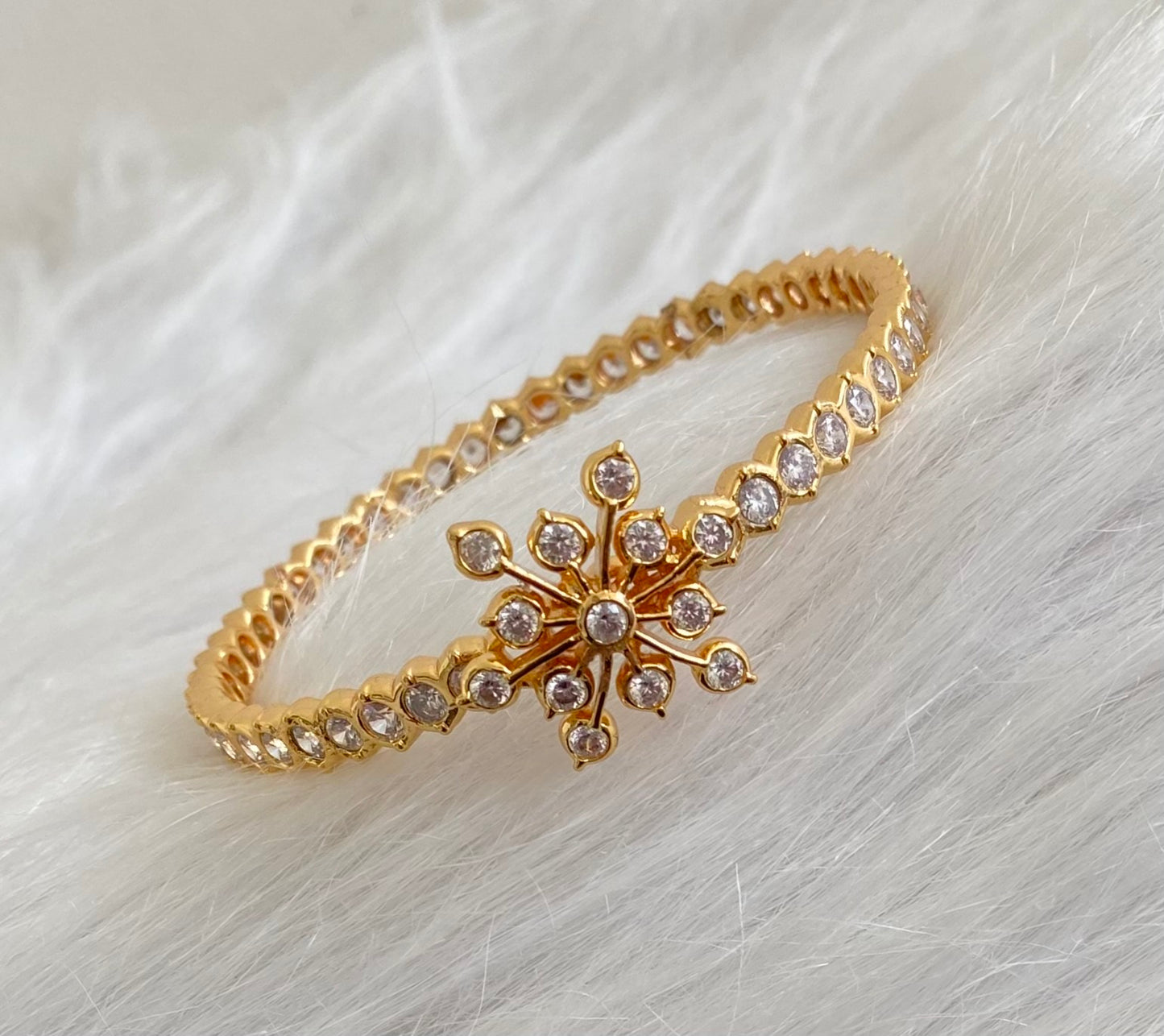 Gold tone AD white stone diamond look alike bangle/kada(2.4) Dj-53910
