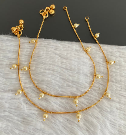 Antique gold tone pearl anklets set dj-53187