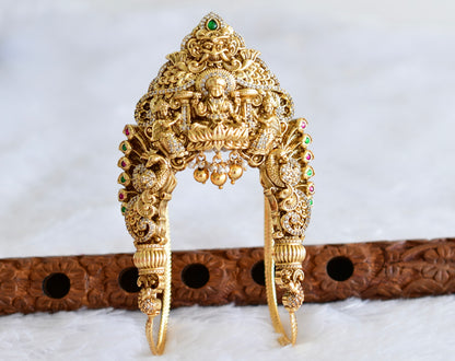 Antique gold tone cz pink-green jadau lakshmi peacock nakshi vanki/bajuband dj-51967