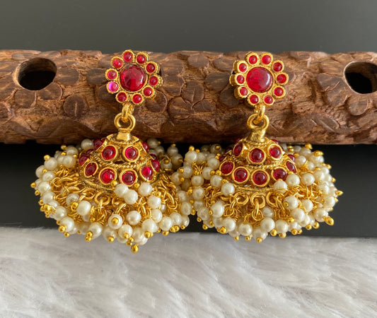 Antique gold tone pink Pearl jhumkka dj-52930