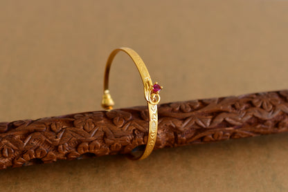 Gold tone ruby peacock openable kada/bangle(2.4) Dj-51667
