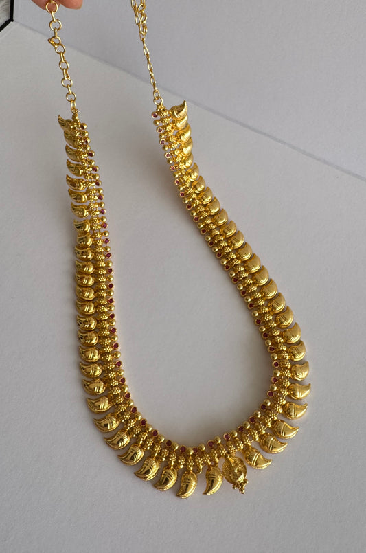 Gold look alike kerala style ad pink lakshmi mango haar dj-51639