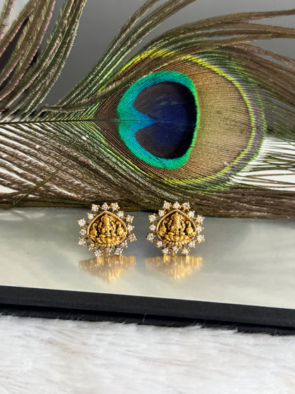 Matte finish white lakshmi stud/earrings dj-51577