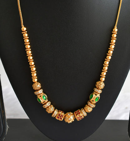 Matte finish Kemp-green-white beaded chain dj-37554