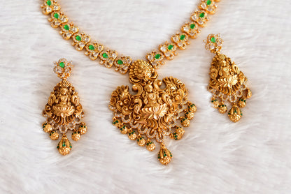 Matte finish cz green lakshmi peacock haar set dj-52435