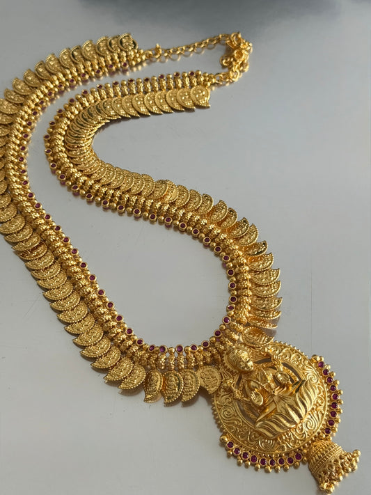 Gold look alike kerala style ad pink lakshmi mango haar dj-51643