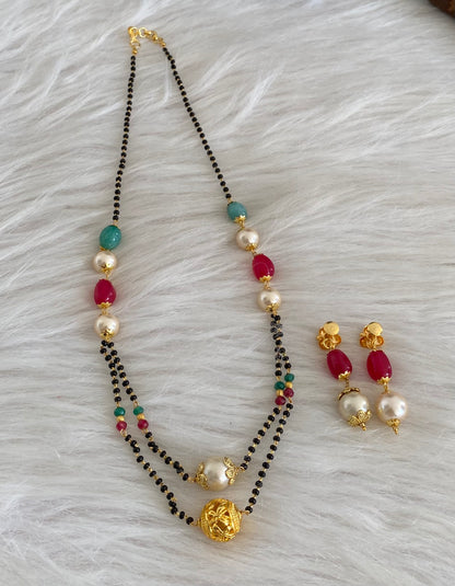 Gold tone pearl layer mangalsutra set dj-54992