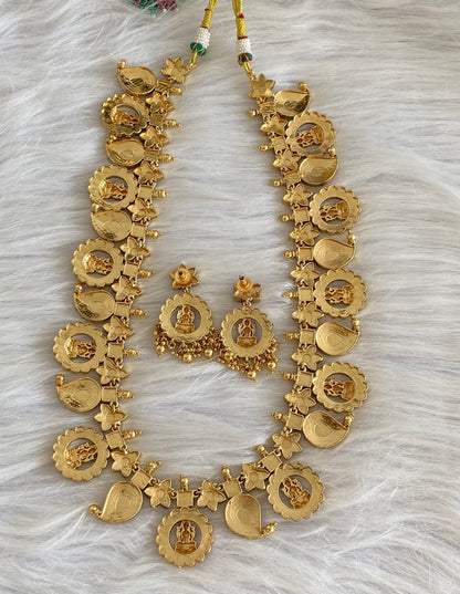 Antique gold tone mango lakshmi kundan jadau mala/haar set dj-54160