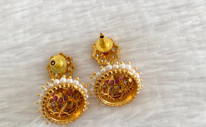 Antique gold tone white-kemp pearl  jhumkka dj-53570