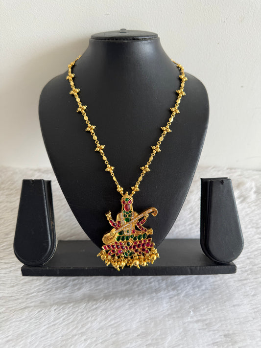Matte finish kemp-green-white Ma Saraswathi necklace dj-52071