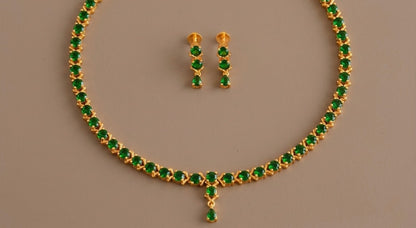Gold tone AD bottle green necklace set dj-53306