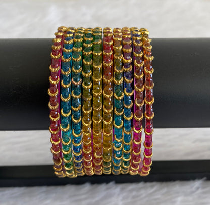 Set of 10 multi color glass bangles(2.8) dj-52874