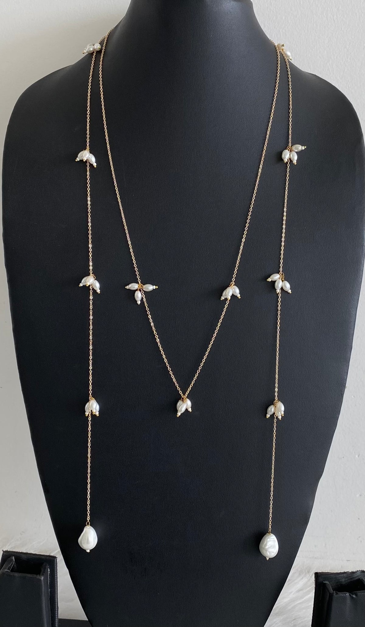 Long wrap around pearl necklace dj-54973