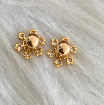 Gold tone AD white stone flower stud/earrings dj-53871