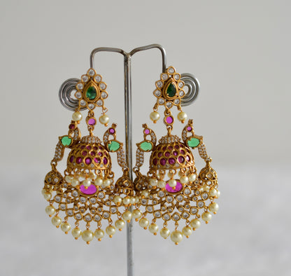 Matte finish kemp-green pearl bali peacock jhumkka dj-51864