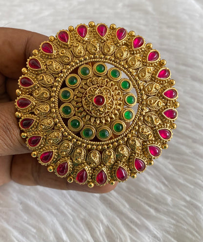 Antique gold tone kemp-green round hair jewel(rakodi)dj-53619