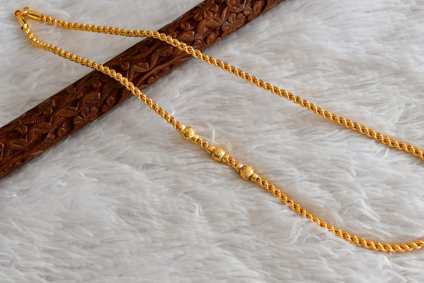 Gold tone 24 inches rope ball mugappu chain dj-51901