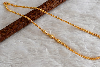 Gold tone 24 inches rope ball mugappu chain dj-51901