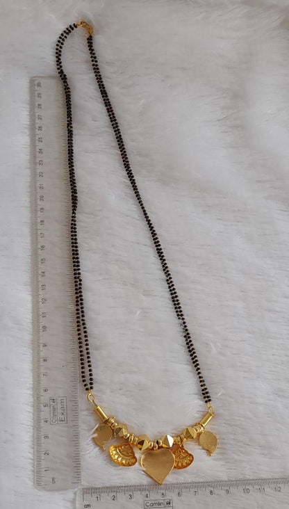 Gold tone 24 inches karimani chain with pink-white stone mango cross mangalyam dj-49667