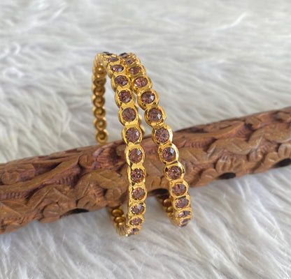 Gold tone South Indian style lavender stone bangles(2.4) dj-51054