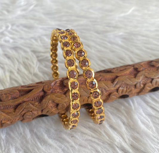 Gold tone South Indian style lavender stone bangles(2.4) dj-51054