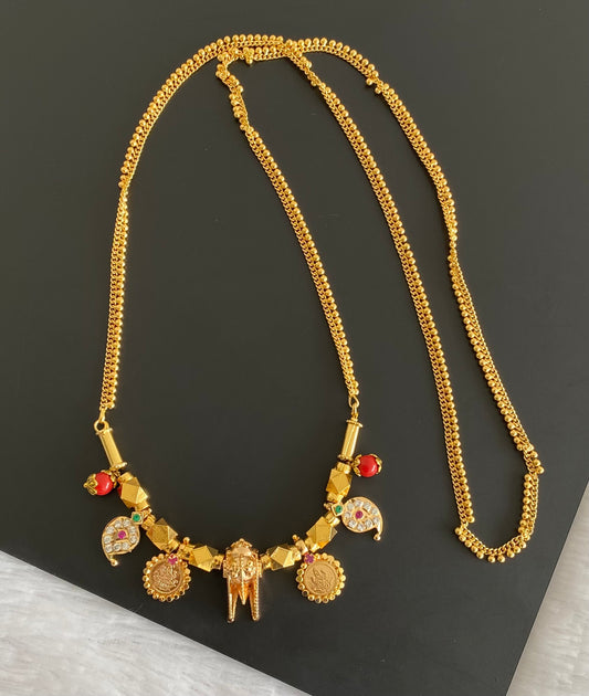 Gold tone lakshmi coin coral mangalyam with 30 inches chain dj-53087