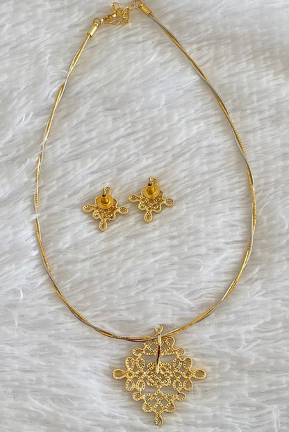 Two tone cz rangoli pendant set with kanti necklace dj-54001