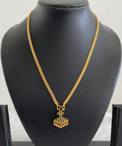 Gold tone 18 inches chain with green stone pathakkam pendant dj-54907