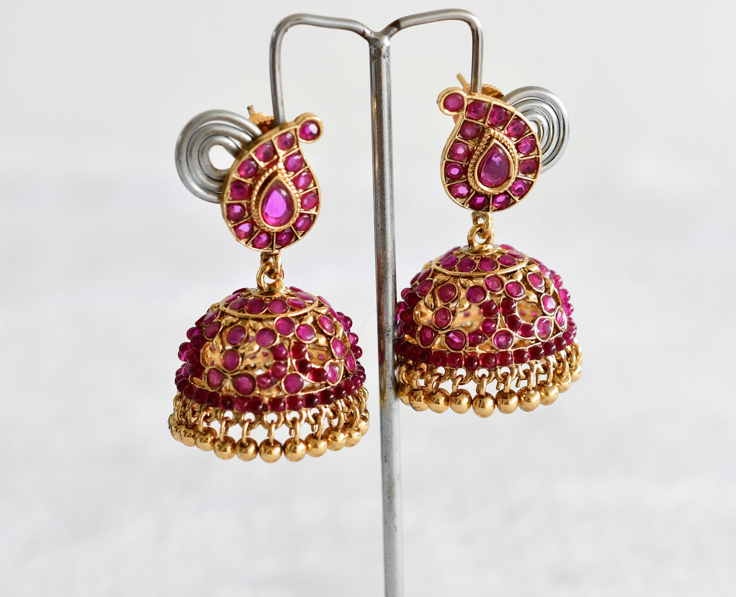 Antique gold tone kemp mango peacock jhumkka dj-51871